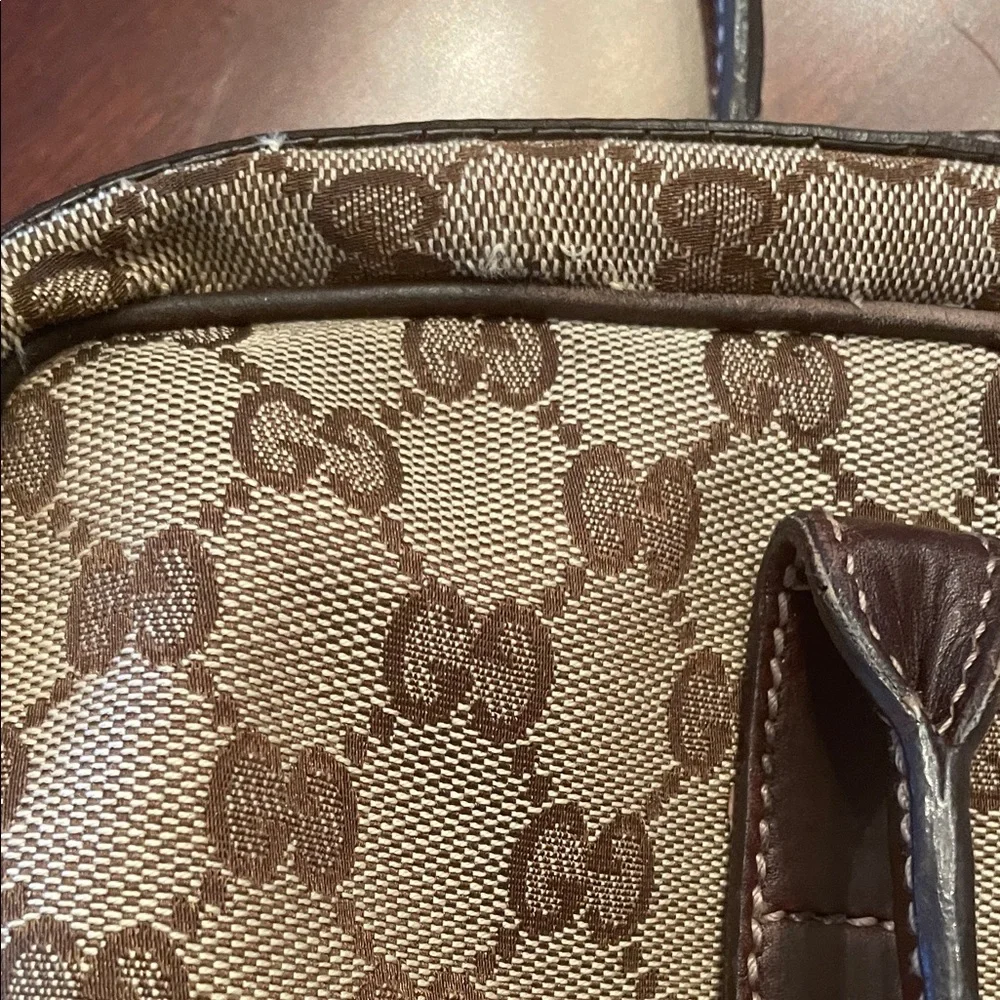 Vintage Gucci Beige and Brown Monogram Shoulder Bag - Picture 12 of 15